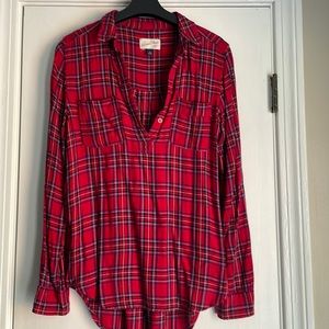 Universal Thread Red Plaid Popover Blouse XS